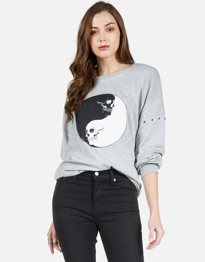 Lauren Moshi Sierra Skull Yin Yang In Heather Grey