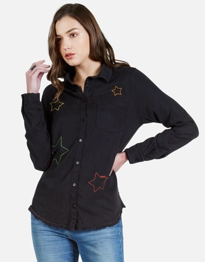 Lauren Moshi Sloane Color Star Embroidery In Onyx