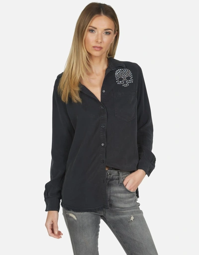 Lauren Moshi Sloane Nailhead Skull In Onyx