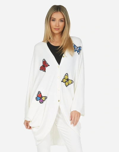 Lauren Moshi Soraya Butterfly Cardigan In Ivory