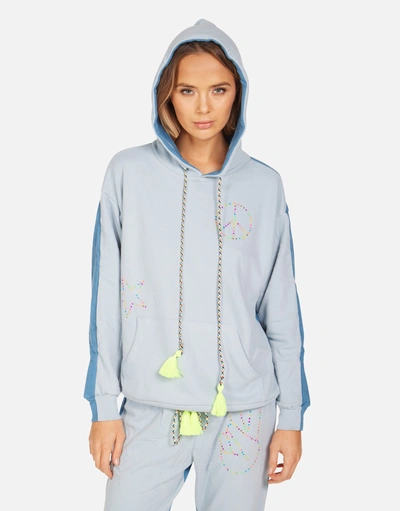 Lauren Moshi Stephanie X Neon Stud Peace In Dusty Blue/ Teal Sky