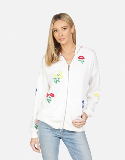 Lauren Moshi Teresa Happy Floral Embroidery In Milk