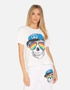 Lauren Moshi Wolf Rainbow Peace Skull In Milk