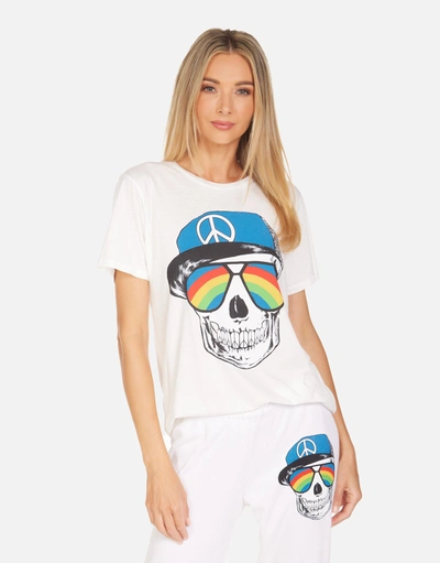 Lauren Moshi Wolf Rainbow Peace Skull In Milk