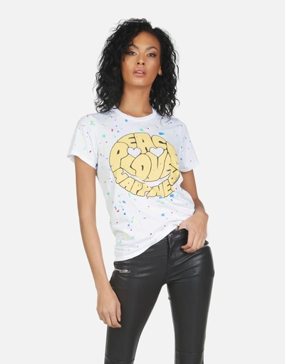 Lauren Moshi Wolf Text Happy Face In White/primary Splatter