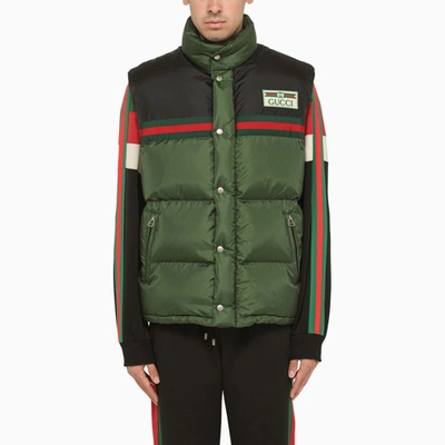 Gucci Logo-patch Quilted Down Gilet In Green