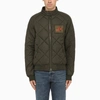 Barbour Logo-patch Zip-up Quilted Jacket In Green