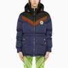 Gucci Blue Nylon Padded Jacket With Web Detail In Black