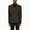 Prada Double-breasted Tailored Blazer In Grey