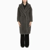 MAX MARA DOUBLE-BREASTED TEDDY COAT IN GREY WOOL AND MOHAIR