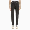 Re/done 90s High-rise Ankle Crop Distressed Skinny Jeans In Grey