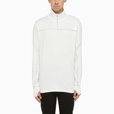 Thom Krom White Stretch Cotton Turtleneck Sweatshirt