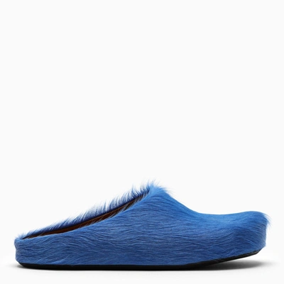 Marni Blue Fur Low Mules