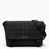 BURBERRY BLACK COATED CANVAS MESSENGER BAG