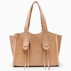 Chloé Mony Tote In Smooth Tan-coloured Leather In Beige