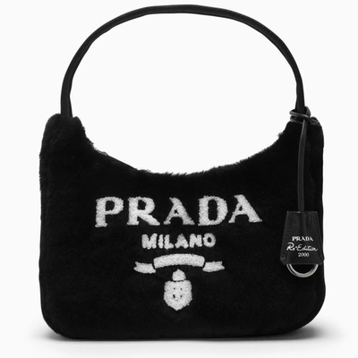 Prada Black Fur Re-edition Shoulder Bag