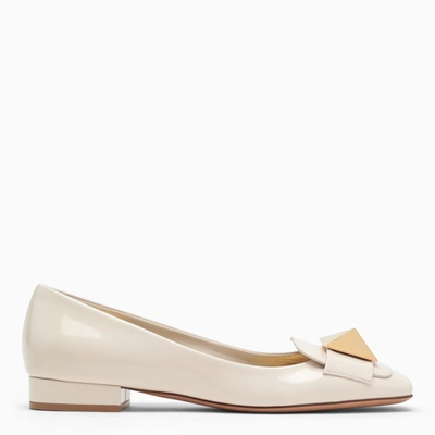 Valentino Garavani Ivory-coloured Patent Leather Ballerinas In White