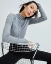 Veronica Beard Theresa Ruched Jersey Turtleneck Sweater In Heather Grey