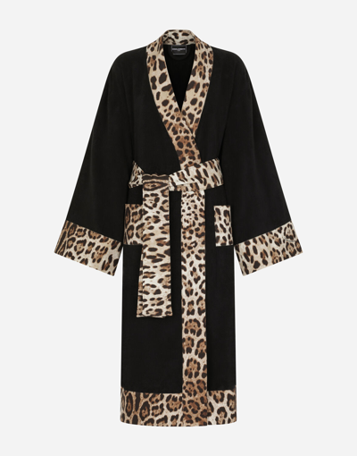 Dolce & Gabbana Cotton Terry Bathrobe In Multicolor