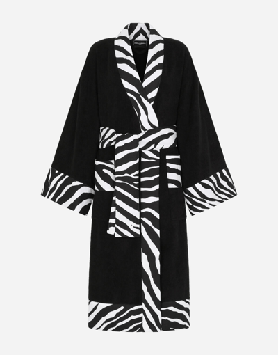 Dolce & Gabbana Cotton Terry Bathrobe In Multicolor