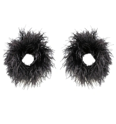 Lapointe Large Feather Cuffs In Black