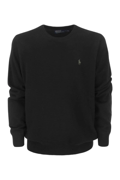 Polo Ralph Lauren Crew-neck Wool Sweater In Negro