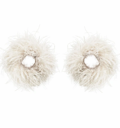 Lapointe Large Feather Cuffs In Cream
