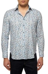 Robert Graham Kerberos Geo Print Button-up Shirt In Teal