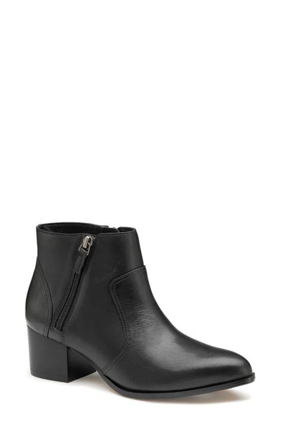 Johnston & Murphy Trista Zip Pointed Toe Bootie In Black Calfskin
