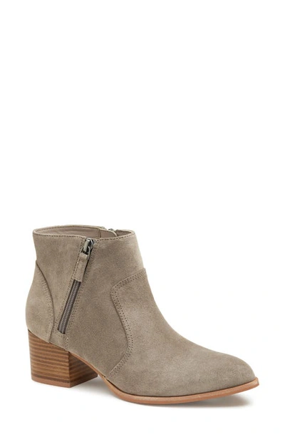 Johnston & Murphy Trista Zip Pointed Toe Bootie In Taupe Suede