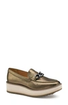 Johnston & Murphy Gracelyn Chain Wedge Loafer In Bronze Metallic Sheepskin