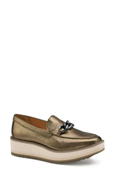 Johnston & Murphy Gracelyn Chain Wedge Loafer In Bronze Metallic Sheepskin