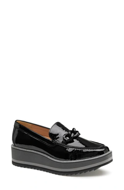 Johnston & Murphy Gracelyn Chain Wedge Loafer In Black Patent