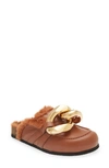 Jw Anderson Chunky Chain Calfskin Slide Mules In Brown