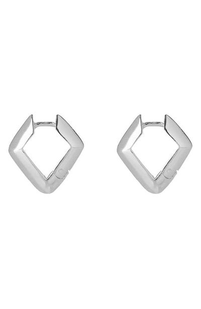 Argento Vivo Sterling Silver Pyramid Hoop Earrings In Silver