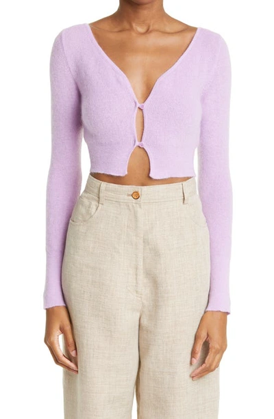Jacquemus Le Cardigan Alzou Cropped Cardigan In Purple