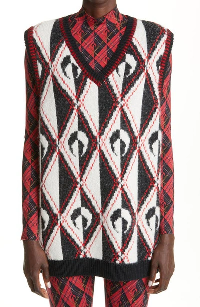 Marine Serre Black Harlequeen Wool Sweater Vest