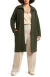 Vince Collared Cardigan Sweater Coat In Black Leaf