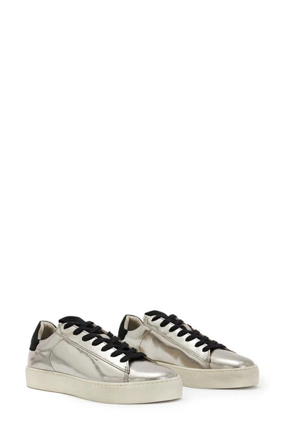 Allsaints Shana Metallic Trainer In Silver