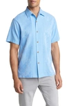 Tommy Bahama Bali Border Floral Jacquard Short Sleeve Silk Button-up Shirt In Breaker