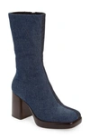 Rag & Bone Matrix Denim Platform Boots In Dark Blue