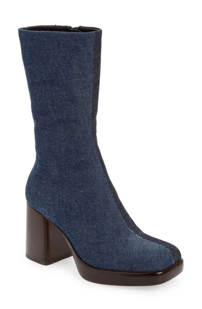 Rag & Bone Matrix Denim Platform Boots In Dark Blue