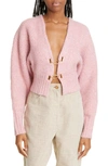 Cult Gaia Casella Hook-fastening Cropped Cardigan In Pink