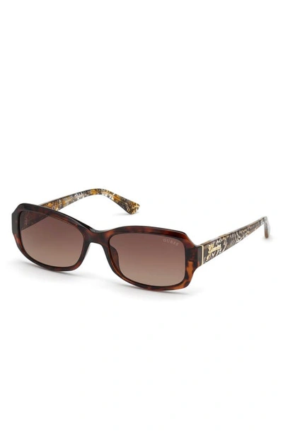 Guess 55mm Gradient Rectangular Sunglasses In Dark Havana / Gradient Brown