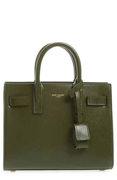 Saint Laurent Nano Sac De Jour Leather Tote In 3131 Dark Pine/ Dark Pine