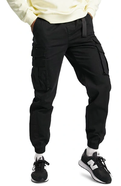 Topman Skinny Belted Cargo Joggers In Black ModeSens