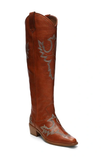 Donald Pliner Marina Over The Knee Western Boot In Cognac