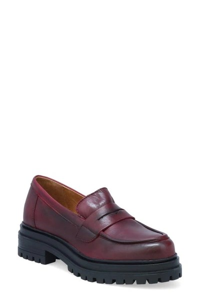 Miz Mooz Legend Platform Loafer In Bordeaux Antique