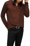 John Varvatos Ash Carbon Wash Grommet Henley In Copper