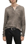John Varvatos Ash Carbon Wash Grommet Henley In Nickel